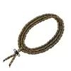 Pulsera de sándalo de ébano y bambú, pulsera de rosario de 108 cuentas, pulsera de cuentas de varios círculos para mujer, joyería de sándalo con texto