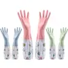 Guantes Cálidos de Terciopelo Rojo de Una Pieza para Tareas Domésticas y Lavandería, Guantes de Goma Impermeables de Terciopelo para Cocina Duraderos Extendidos para Lavar Platos