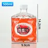 Botella de Vino de Frutas de Vidrio Diamante, Botella Creativa para Bebidas de Jugo, Botella para Café Cold Brew, Botella Pequeña de Vino Casero, Botella Cuadrada Plana de Vino de Ciruela Verde