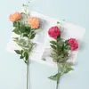 Lujo Ligero Flor de Seda de Peonía de 2 Cabezas Flor Artificial con Cabezas de Flor Grandes y Textura Realista para Sala de Estar, Recepción de Hotel, Decoración de Arreglo Floral