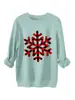 Amazon Wish Site Independente Moda Casual Versátil Feminino Xadrez Preto e Vermelho Floco de Neve Espesso Quente Gola Careca Moletom