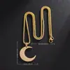 Ins Colar Personalizado de Luxo de Nicho com Pingente de Lua de Texto Unissex Novo Colar de Aço Inoxidável Lua