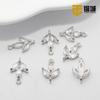 Pacote de ouro 14K micro zircão embutido ins pingente de três folhas diy artesanal frisado material banhado a ouro real cor de retenção pulseira acessórios