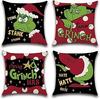 Funda de Almohada Personalizada con Estampado de Dibujos Animados del Grinch, Superventas Transfronteriza, para Decoración de Dormitorio, Sofá, Coche