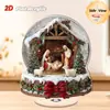 Impresión Plana Transfronteriza 2D Plano Rotación de 360 Grados Escena de Nieve Casa de Pingüinos Decoración de Escritorio Interior y Exterior Festival