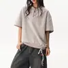 Nueva Camiseta de Manga Corta para Mujer, Estilo Coreano de Primavera, Top Trendy Simple de Media Manga, Camiseta de Marca Trendy Casual Holgada Estilo Hong Kong