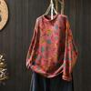 Suéter de Algodón con Estampado de Peces Vintage para Mujer, Holgado, Estilo Perezoso, para Primavera y Otoño, Diseño Único, Cuello Redondo, Suéter Pulóver, Moderno