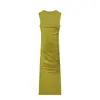 Ropa de mujer de comercio exterior serie ZA estilo europeo y americano elegante ajustado plisado midi bodycon vestido