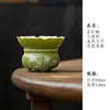 Serie de juegos de té de cerámica de bambú pintados a mano en naranja y verde: gaiwan, tetera, taza de té, taza de maestro, soporte para tetera, posavasos, taza de la justicia, colador de té