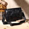 Bolso de Hombre de Cuero Genuino Personalizado de Fábrica, Bolso de Hombro para Hombre a la Moda, Bolso Bandolera de Cuero Curtido Vegetal con Patrón Retro de Rayas, Bolso de Hombro de Cuero Vacuno