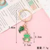 Llavero Rana Verde Estilo Bosque Fresco Hojas de Árbol Infantiles Perlas con Dijes Colgante Versátil para Bolso de Uso Diario