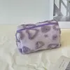 Bolsa de Cosméticos de Peluche y Linda, Bolsa de Almacenamiento de Maquillaje de Gran Capacidad, Neceser Portátil con Forma de Corazón, Bolsa de Cosméticos Pequeña, Conveniente para Viajar
