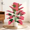 Planta Verde Artificial de Taro de Colores Transfronteriza Rosa Goteando Guanyin Árbol Falso en Maceta Hogar Interior Exhibición Paisajismo Planta Decorativa