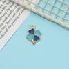 Acessórios de Joias Coloridos de Liga Metálica com Esmalte de Gota Trevo de Quatro Folhas Acessórios para Chaveiro de Pulseira de Colar DIY Feito à Mão Pingente