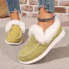 2025 Nuevo Invierno Comercio Exterior Zapatos de Algodón para Mujer Transfronterizo Talla Grande Acolchado de Terciopelo Grueso Borde Crudo Cálidos Planos Zapatos de Algodón Venta al por Mayor