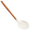 Venta al por mayor de fábrica colador de silicona con mango de madera para valla cuchara para olla caliente de cocina casera filtro cuchara para escoria de sopa herramientas de cocina
