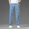 Jeans de Seda Tencel para Hombre para Primavera y Verano, Corte Holgado, Pierna Recta, Pantalones Casuales Finos de Seda Helada para Hombre