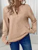 2025 Europeo y Americano Transfronterizo Comercio Exterior Amazon Nuevo Producto Primavera y Otoño Mujer Cuello en V Suéter Camiseta de Manga Larga Moda y Versátil Top
