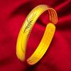 Kuaishou Celebridad de Internet Pulsera retro de plumas Sutra del Corazón Versión de oro de arena de Vietnam Pulsera abierta de artesanía retro de hoja
