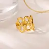 Anillo Ondulado Línea de Diseño Acero Inoxidable Chapado en Oro de 18 Quilates Geométrico Versátil Anillo Abierto Joyería Estilo Ins Europeo y Americano