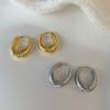 Aros de Oreja de Moda 2023 con Cierres de Rosca para Mujer, Latón Oro de 18K, Estilo Minimalista Metálico Dulce y Fresco, Diseño de Nicho