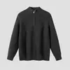 Suéter de moda popular de marca transfronteriza, con media cremallera y cuello alto, en color caqui, gris y negro, en stock, pedido completo, manga larga, cuello redondo
