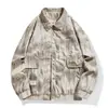 5828 Chaqueta Nueva Talla Grande para Hombre Solapa Estampada Pana Holgada de Moda Marca Estilo Hong Kong Hombre Gordo Estilo Caliente Douyin