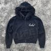 Otoño e Invierno 2026 Moda Y2K Estampada con Capucha Solapa Estampada Jeans Cardigan de Calle Sudadera Peluda con Cremallera