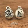 Plata Pura 999 Accesorios de Plata Antigua Cuentas Espaciadoras para Manualidades Agujero Grande Plata Dura 3D Colgante Vintage Piezas de Plata de Tíbet Cuentas de Plata Tailandesas