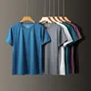Camiseta Masculina 2022 Novo Estilo Lisa Seda de Gelo Secagem Rápida Manga Curta Malha Elástica Gola Redonda Fina Slim Fit Roupa Íntima