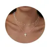 Colar Cruz de Pérola Novo Europeu e Americano Luxo Acessível Design Simples Elegante Colar Versátil Material Cobre Estilo Mulheres