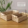 Cesto de armazenamento trançado, caixa organizadora para mesa de centro, cesto para guardar lanches e cosméticos, caixa organizadora de vime, organizador de mesa para casa