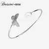 Pulsera Pequeña Fresca de Mariposa Adopta Elementos Swarovski Pulsera de Cristal Ligero Moda Femenina Pulsera Abierta