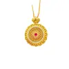 Tienda de Oro Mismo Estilo Oro Antiguo Chapado Diamante Rojo Rosa Girasol Brújula Colgante Ventana de Rosa Giratoria Brújula Cadena para Suéter