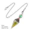 Pêndulo de Cristal Transfronteiriço com Pedra Triturada e Resina, Cor Cobre Vermelho Antigo, Cone Hexagonal de Ponta Única, Acessório de Yoga Meditação, Pêndulo de Frequência Ajustável