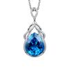 Colar de Diamantes Lágrimas de Anjo de Luxo Europeu e Americano Carlime com Gota de Topázio Azul Pingente de Sereia