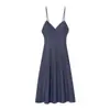 Comércio Exterior Transfronteiriço Roupas Femininas Primavera 2026 Estilo Europeu e Americano Vestido Longo Jeans com Alças Barra Larga Ondulada K41550