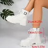 Botas para Mujer Europeas y Americanas Transfronterizas Cremallera Lateral Modernas Cordones Intercambiables Suela Gruesa Hebilla Cuadrada Botas Martin Cortas Venta al por Mayor Tallas Grandes