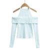 XZ24508-25 Início da primavera Novo estilo europeu e americano Design de costura exclusivo Sense Shoulder Elastic Thread Knitwear