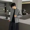 Nuevo cárdigan chaqueta de punto simple para hombre 2026, top de moda para primavera, abrigo suéter turquesa de moda para hombre para primavera y otoño