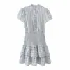 Venta al por mayor 2026 Nuevas Llegadas de Primavera Estilo Europeo Ropa para Mujer Vestido con Decoración a Cuadros en Capas 26127