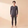 Traje de otoño de terciopelo Lyocell pijama fino capa base transpirable para hombre sin necesidad de ropa interior conjunto de ropa interior cálida