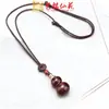 Collar de Calabaza Hueca de Palo de Rosa para Hombres y Mujeres Versátil Colgante de Sándalo Negro Cadena de Suéter Colgante Largo