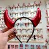 Faixas de Cabeça de Halloween Mais Vendidas Transfronteiriças, Presilhas de Cabelo com Chifres de Diabo, Acessórios de Cabelo, Fantasias Divertidas para Festa de Halloween