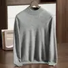 Suéter de Cachemira para Hombre Punto de Media Altura Cuello Medio Delgado Capa Base Suéter de Lana Casual de Negocios Ropa Interior