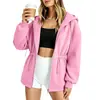 Jaqueta Casual com Capuz e Zíper de Cor Sólida de Comprimento Médio com Cordão na Cintura para Mulheres - Lançamento Outono/Inverno 2026 Europeu e Americano Amazon