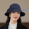Nuevo Sombrero de Fieltro de Lana de Marca de Moda para Mujer, Sombrero de Cubo Redondo Estilo Coreano Otoño e Invierno, Sombrero Cloche Británico Retro Versátil de Celebridad de Internet