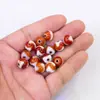 Contas Dzi Redondas de Ágata Vermelha e Branca 10mm Estilo Xizang Pulseira de Contas Artesanal DIY com Contas de Pedras Naturais Soltas Atacado