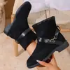 Hebilla de Cinturón Cómoda Estilo Coreano Botines de Suela Gruesa Otoño e Invierno 2025 Nuevos Botas Martin Versátiles Redondas para Mujer