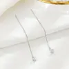 Pendientes Cuadrados de Plata de Ley S925 Versátiles Joyería Elegante de Nicho Pendientes Largos de Hilo Cuadrados Cubo de Rubik Distintivos para Mujer